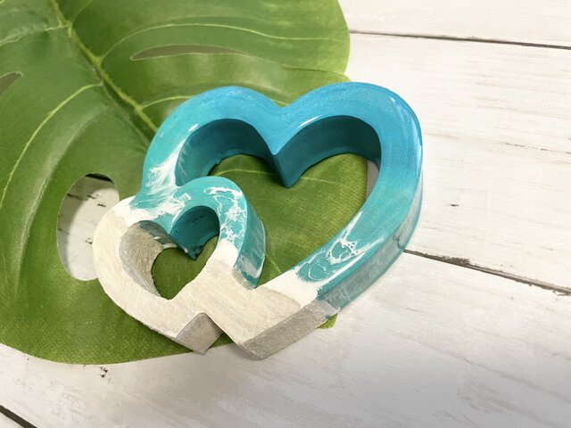 オーシャンアート 波レジンアート アルファベット ハート ♡ 海