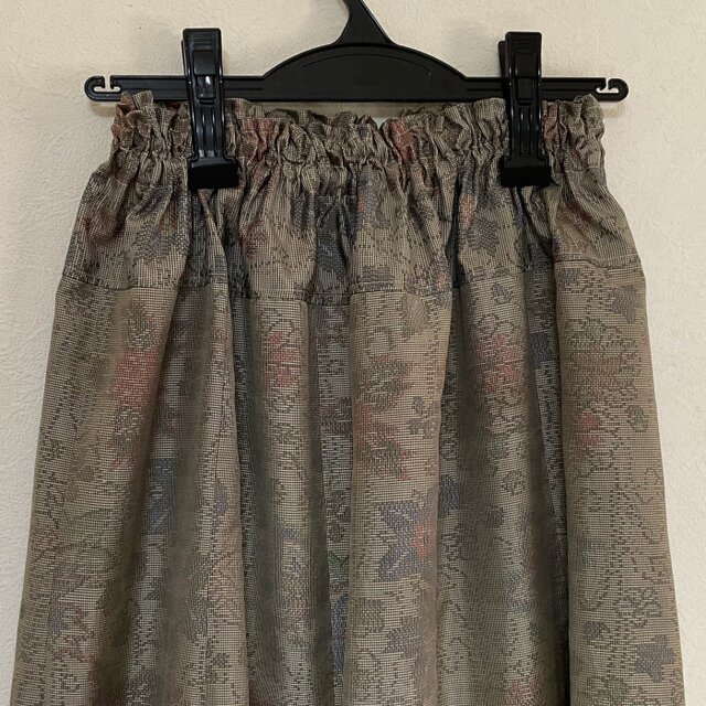 着物リメイク Ｚ 大島 ギャザースカート シルク 古布正絹 着物スカート