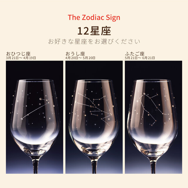 送料無料》 ラインストーンきらめく【12星座のワイングラス】 （単品