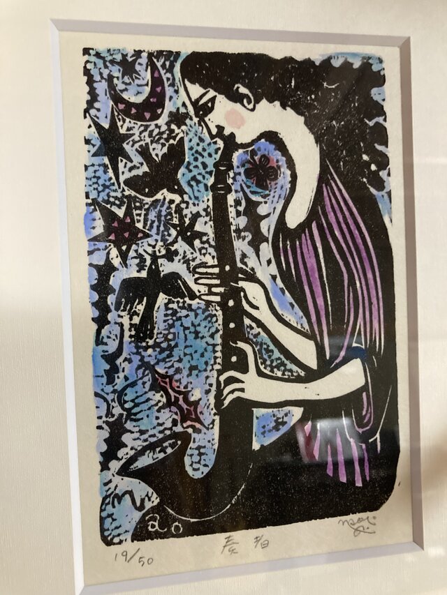 木版画/黒木郁朝/花まつりⅡ/ 39/50 /額装 - 版画