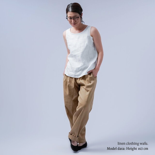 【美品】wafu よしタンク Ｌサイズ　タンクトップ　リネン　わたぬき服装 wafu】○Lサイズ○リネンタンクトップ 脇汗対策の救世主 脇汗速