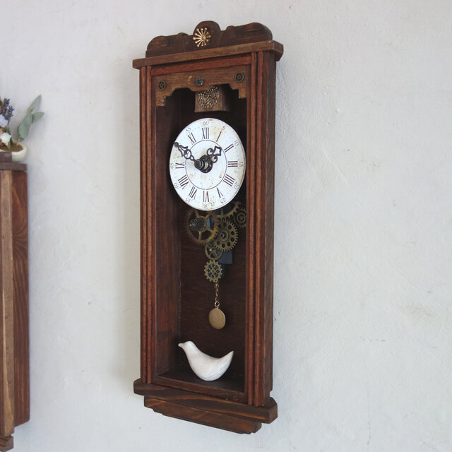 送料無料】OLD FASHIONED Ⅺ レトロな壁掛け時計 手作り品 #011