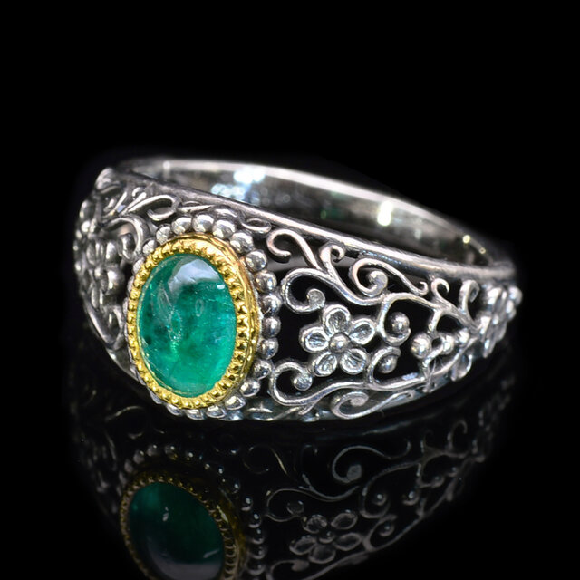 Alice｜アリス　リング (K24 ＆ SV925) 　エメラルド