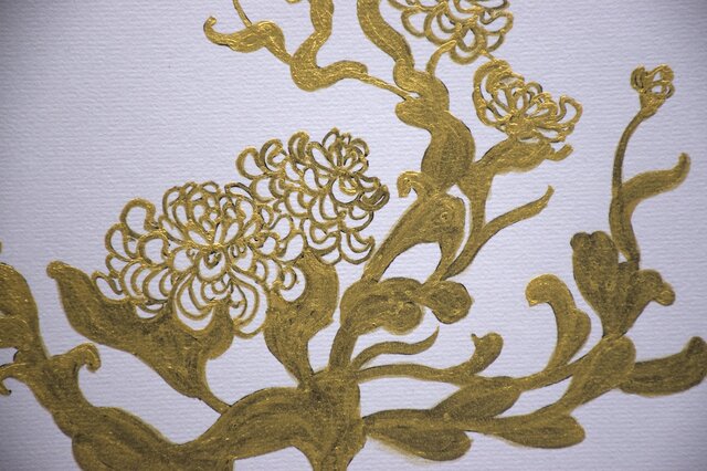 日本画】菊_色紙に描く_1 | iichi 日々の暮らしを心地よくする