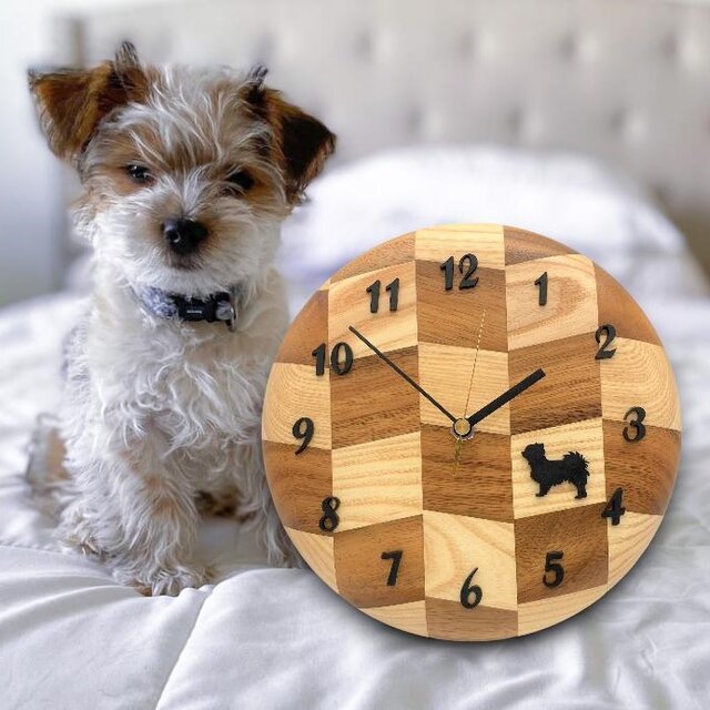 トイプードル 掛け時計(ハンドメイド）犬雑貨 - インテリア時計