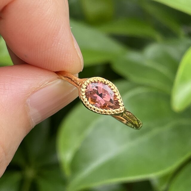 ピンクトルマリン　可憐な花びらのようなしずく　0.91ct　シルバーSV925リング