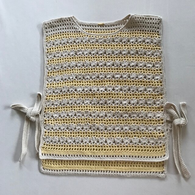 フリーサイズ】コットン100%糸 かぎ針編みのベスト 編み物 | iichi