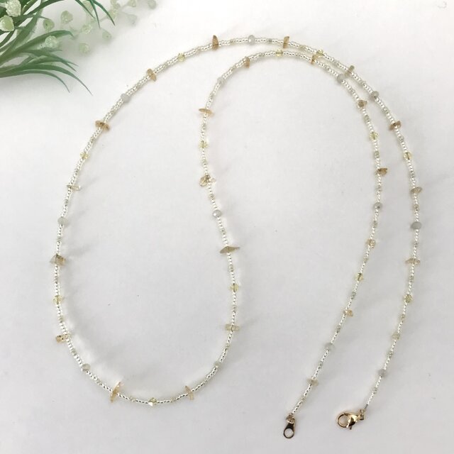 さざれ石 ロングネックレス シトリン 黄色 イエロー ビーズ