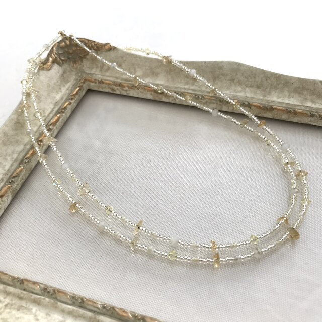 さざれ石 ロングネックレス シトリン 黄色 イエロー ビーズ