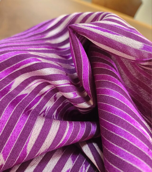 シアー素材 ミディ丈 大人かわいい 紫フレアスカート＆シルク ペチコート 着物生地リメイク M～L セット