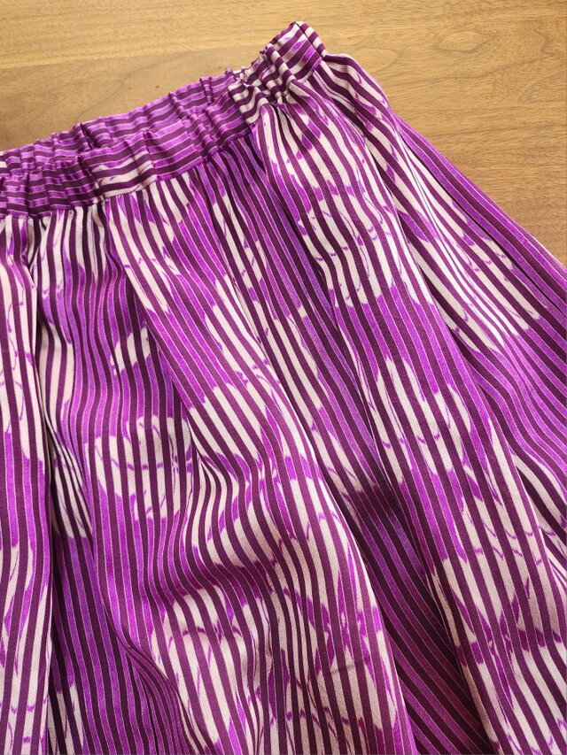 シアー素材 ミディ丈 大人かわいい 紫フレアスカート＆シルク ...