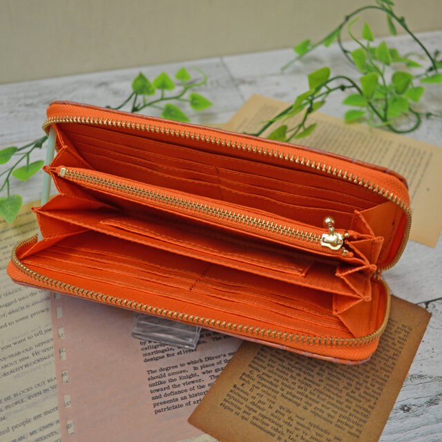 レザー：長財布（オレンジ/クロコ柄） | iichi 日々の暮らしを