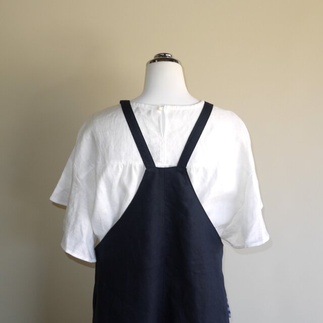 リネン◇サロペットパンツ Sサイズ◇ネイビー（リネン100