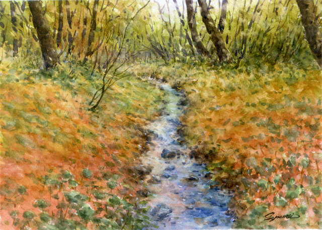 水彩画原画　晩秋の雑木林　＃609 it-64848b47cd86c-1200.jpg