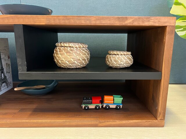 送料無料】 ローテーブル ボックス形 90cm 45cm パイン Br 収納付