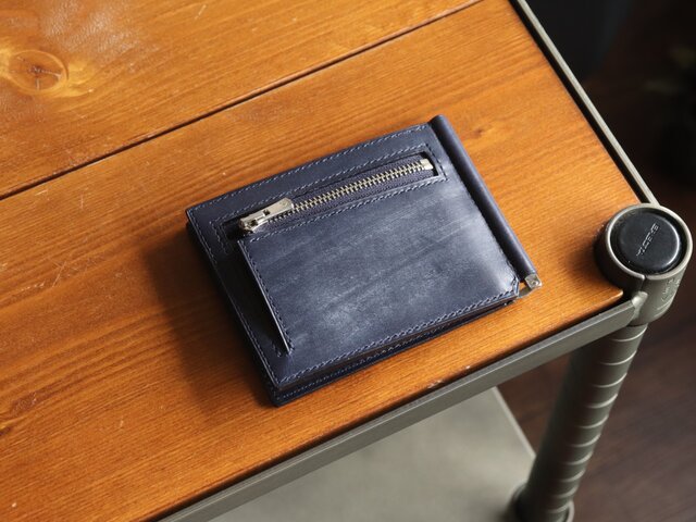 【Another トムページ】マネークリップ マネークリップ / Dark Navy【英国産ブライドルレザー】 | iichi 日々