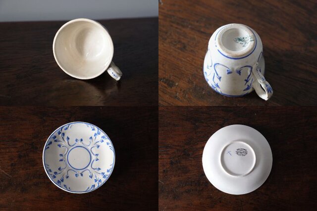 短期出品 2枚セット フランスアンティーク クレイユモントロー レリーフ クレイユ&モントロー Creil&Montereau レリーフ カップ