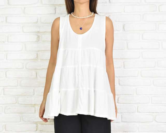 ホワイトコットンノースリーブチュニック 楽天市場】ノースリーブチュニック シャツ ブラウス レディース