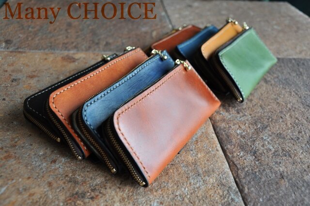 イタリアンレザー・革新のプエブロ・L型ペンケース（ネイビー