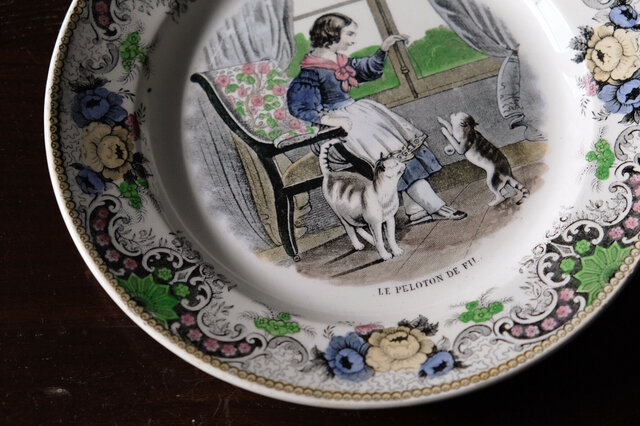 クレイユ&モントロー Creil&Montereau 彩色 グリザイユ皿