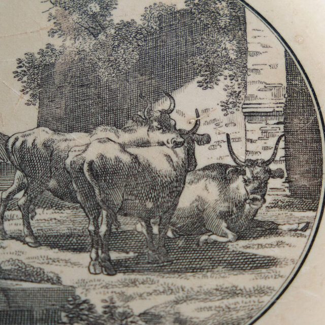 モントロー MONTEREAU グリザイユ 平皿 φ21.8cm アンティーク 050901