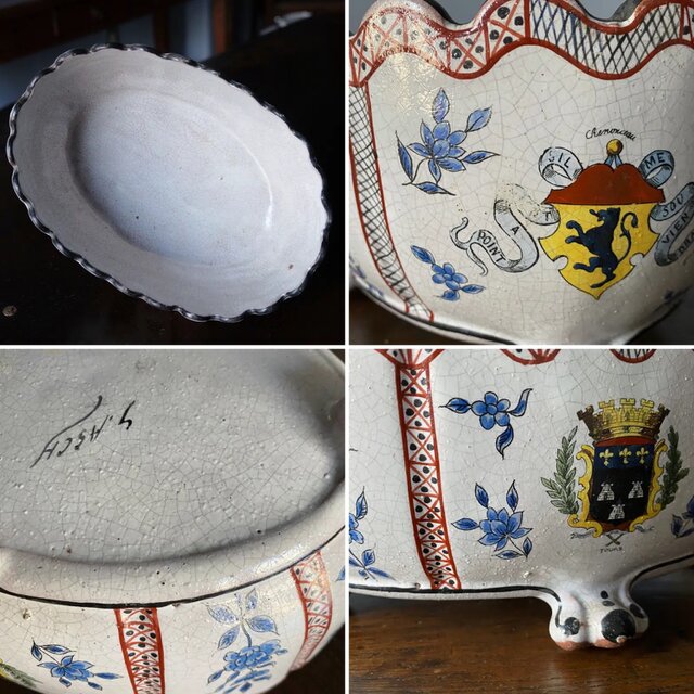 フランス アンティーク 陶器のパニエ ジャルディニエール 鉢カバー