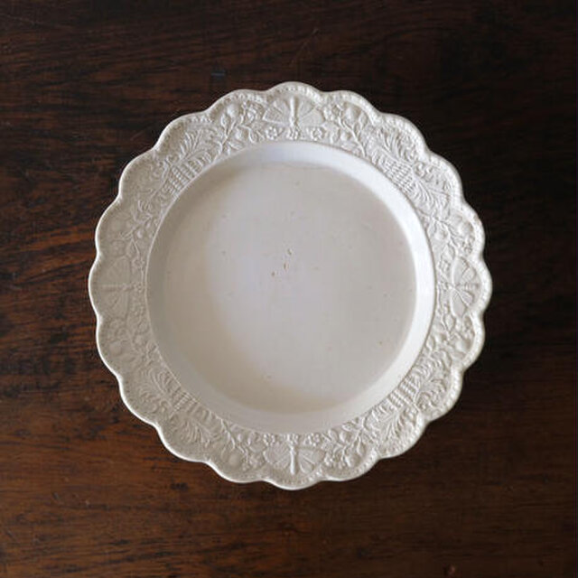 イギリス 塩釉炻器 salt glazed stoneware レリーフ皿 平皿 リム皿 