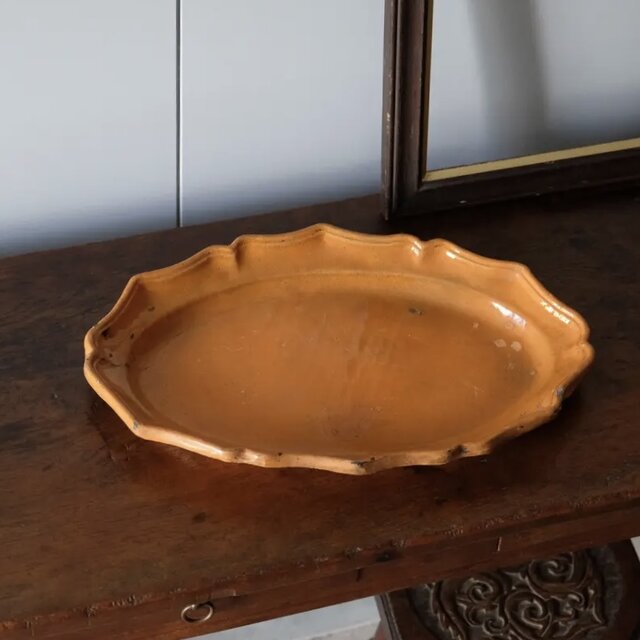南仏 陶器 アプト apt の可能性 花リム オーバル皿 楕円皿 18世紀 44.5