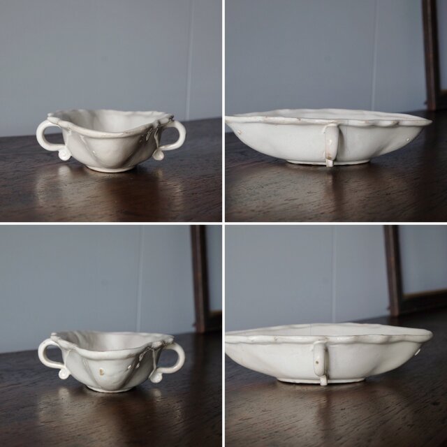 18世紀 白釉 陶器 ソーシエール 小鉢 トレイ フランス アンティーク