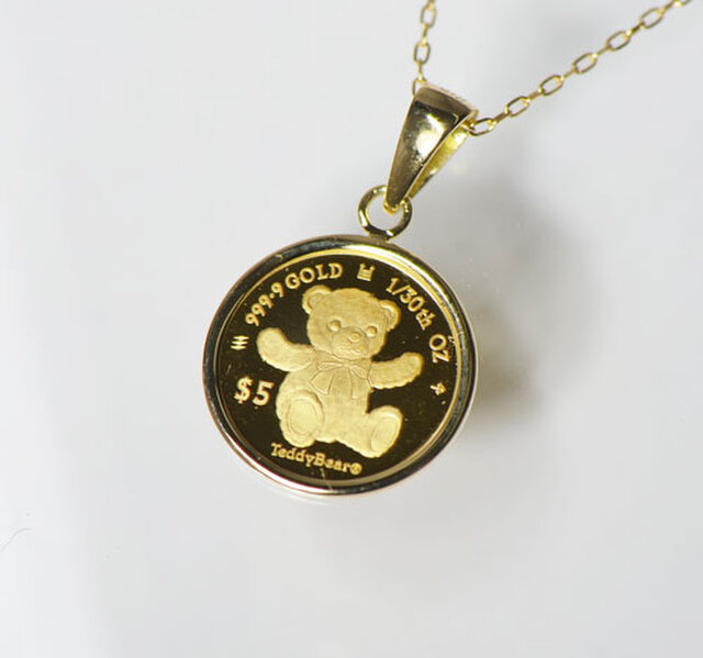 純金金貨 コイン 1/30オンス ペンダントトップ K18 テディベア YK 