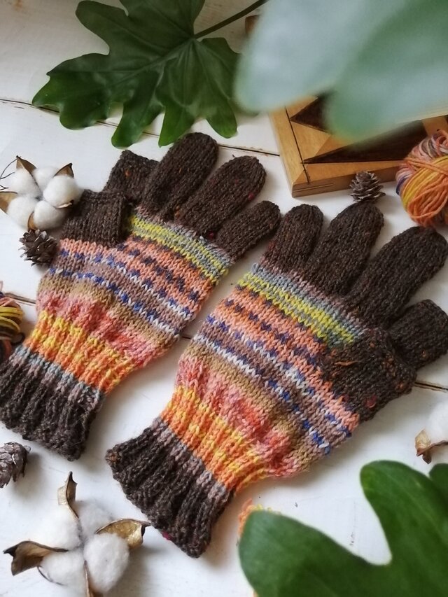 王子様とキツネ〜オパール毛糸のスマホ対応５本指手袋