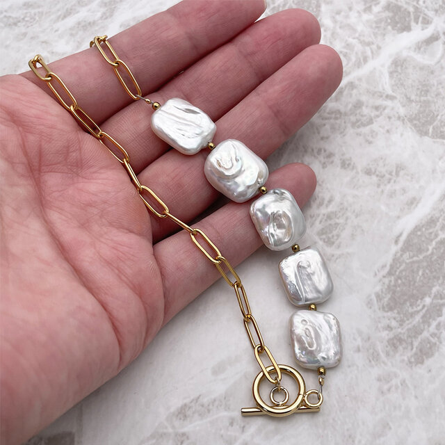 D707 マベパール 真珠 ダイヤ 0.01ct ネックレス オメガチェーン