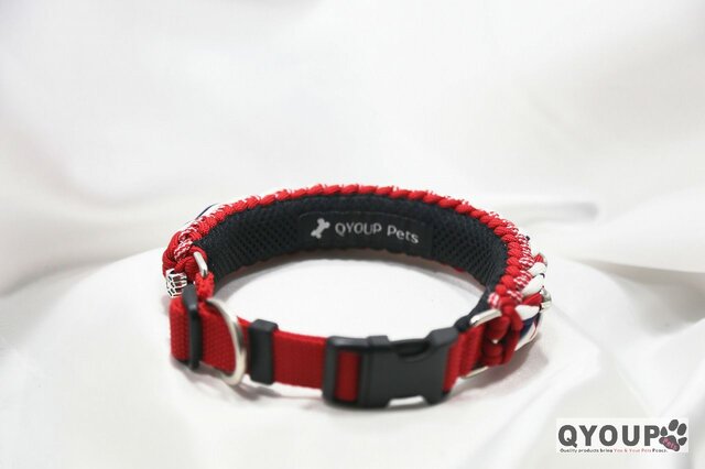パラコード犬用首輪<小中犬用>〈サイズ：35～40cm〉 Tricolour Red