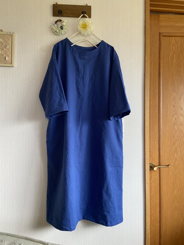 バイオウォッシュハーフリネンのワンピース