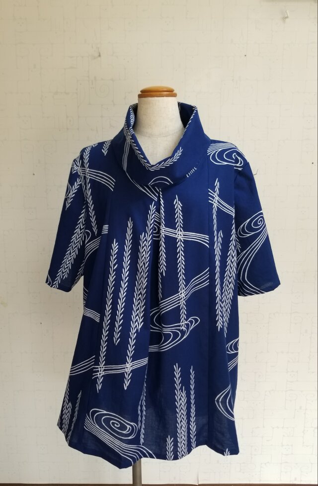 Sale 浴衣リメイク　オフタートルタックブラウス