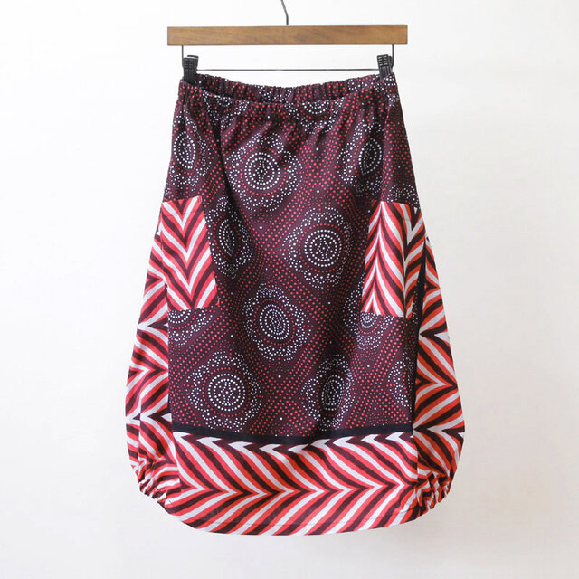 アフリカ布のバルーンスカート（ カンガスカート ）コクーンスカート アフリカ布スカート