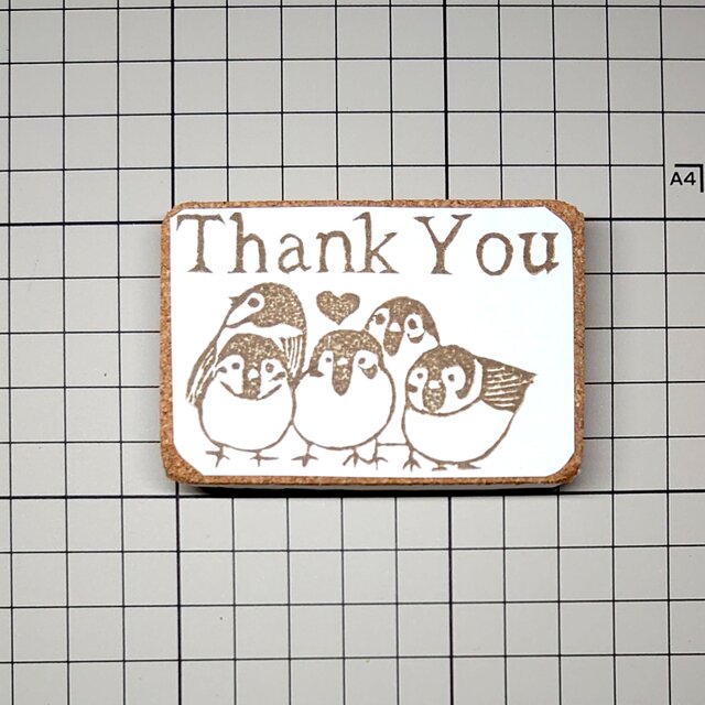 消しゴムはんこ「スズメ・thank you」 | iichi 日々の暮らしを心地よく 