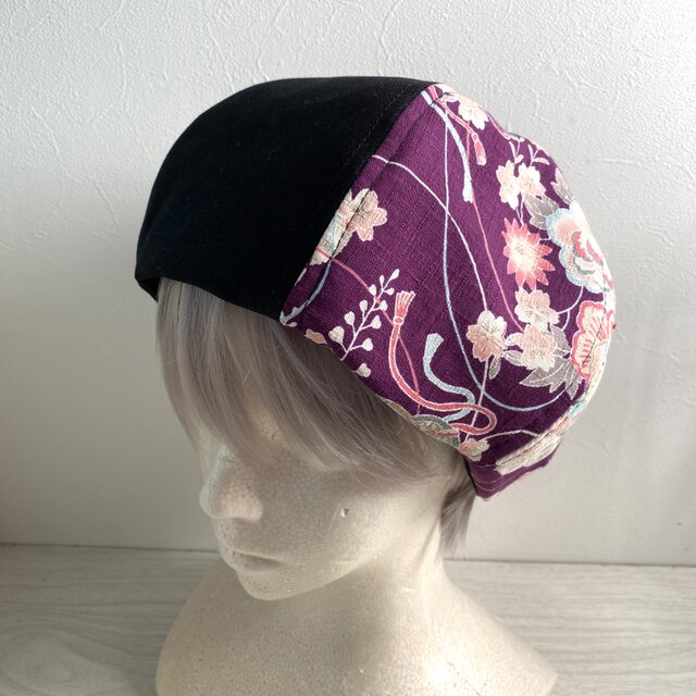 送料無料 和柄のベレー帽（紫） | iichi 日々の暮らしを心地よくする