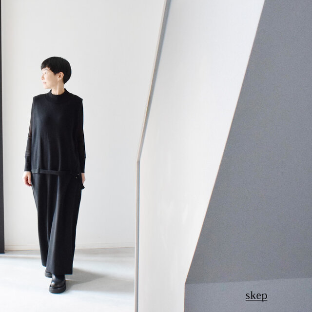 ニットワンピース（ノースリーブ）：黒　[NT33OPBK]