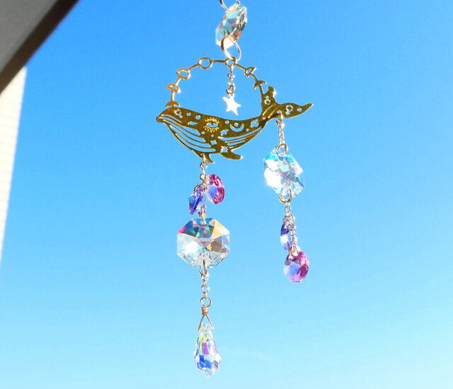 スワロフスキーオーロラ＊空飛ぶクジラのしゃらしゃらミニサン