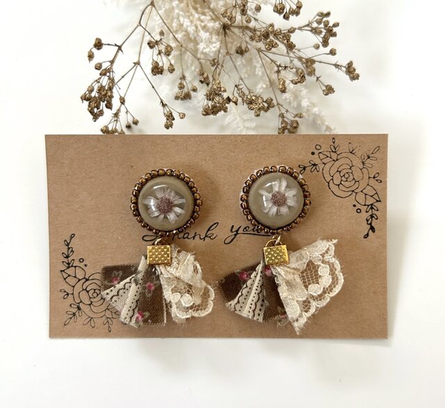 ● レネレイド ピアス 花 パープル 葉 ラインストーン パンジー ○ レネレイド ピアス 花 パープル 葉 ラインストーン パンジー