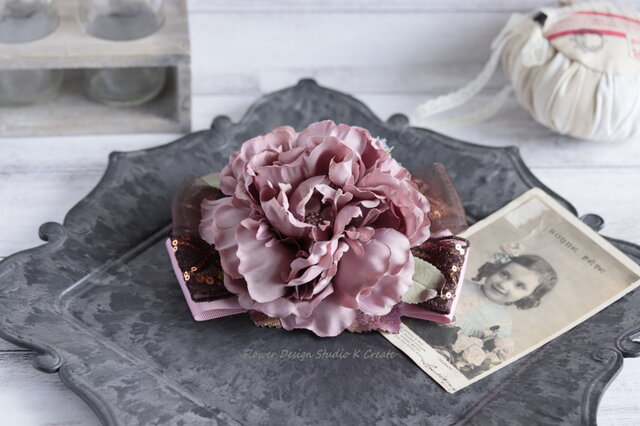 パープルの薔薇と紫陽花のブーケ風フローレス　フラメンコ　ダンス　ハロウィン