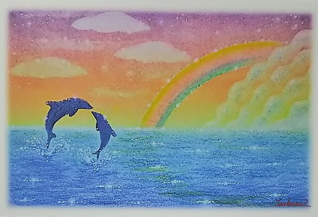 イルカヒーリングパステルアート