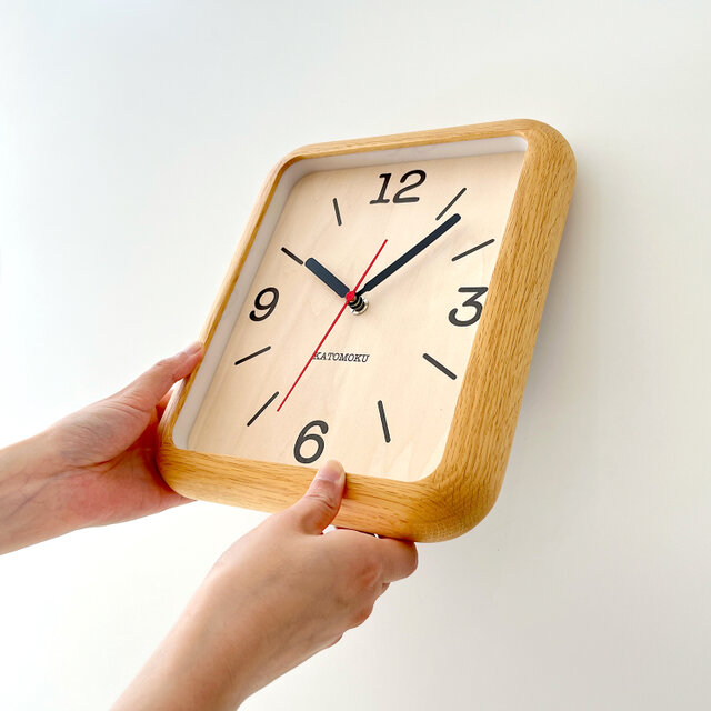 KATOMOKU muku clock 20 オーク km-133OARC 電波時計 木製 無垢