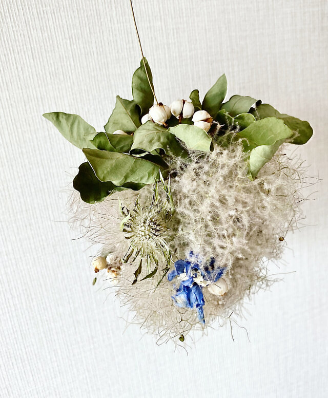 スモークツリーボール　フライングリース　スワッグ　ブーケ スモークツリーとグリーンのフライングボール＊フライングリース