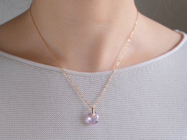 Amethyst charm K10YG ピンクアメジスト 天然石ネックレスチャーム