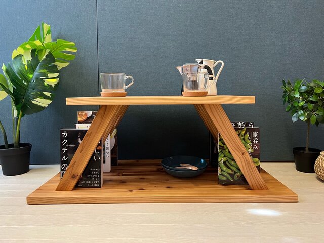 送料無料】 ローテーブル 長方形 格子脚 90cm 60cm 45cm 収納付き 杉