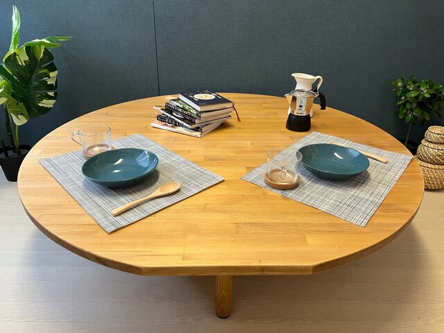 【送料無料】 ローテーブル 丸形 120cm 転がり防止 グレイ ウォルナット 送料無料】 ローテーブル 丸形 転倒防止切欠き 120cm パイン オイル