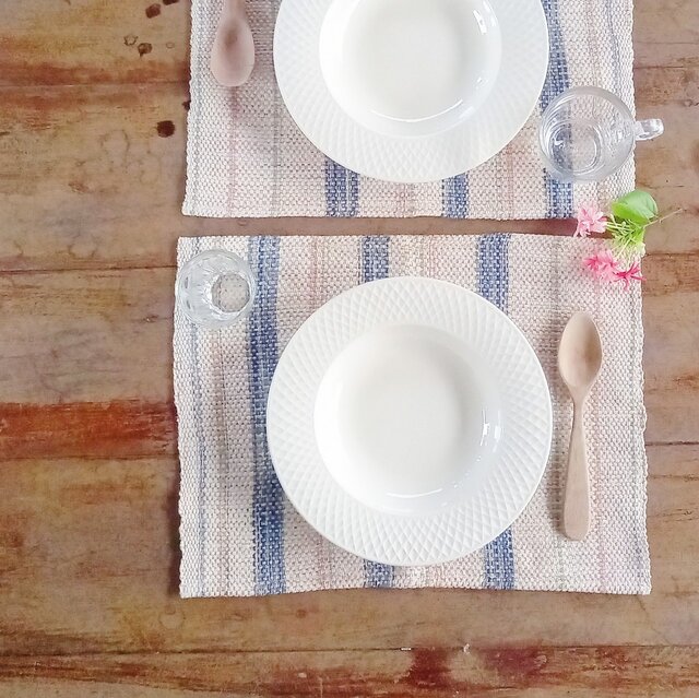 セール]草木染めコットンの手織りランチョンマット / ナチュラル