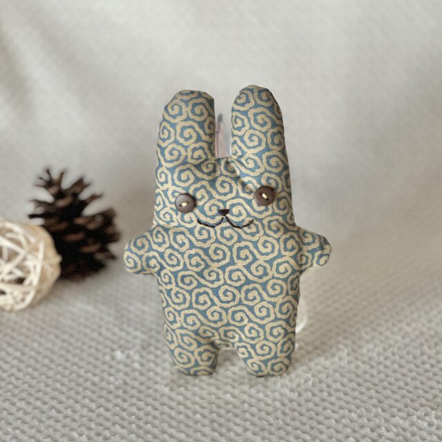 唐草グリーンのちびフニータ（うさぎのぬいぐるみ）